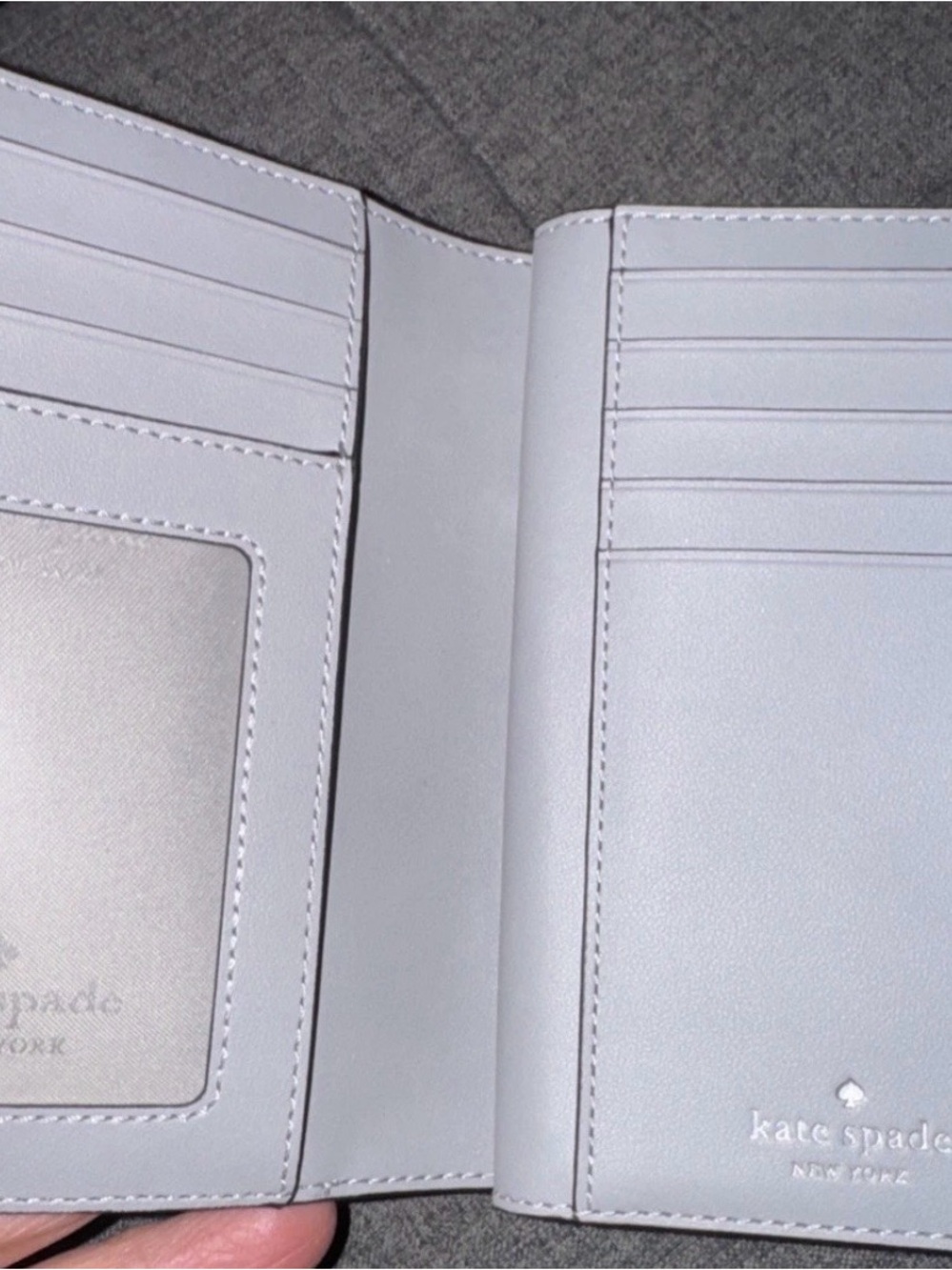 Kate Spade Wallet Pebbled Gray Leather Wallet with Silver Hardware NWT - Picture 3 of 4